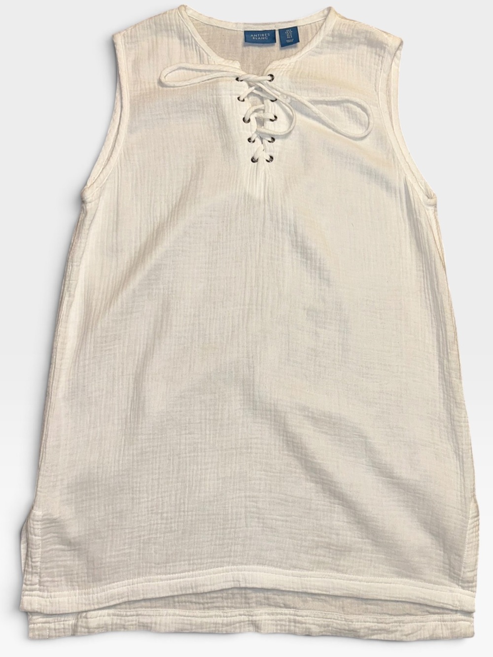 Antibes Blanc 100% Cotton White Gauze Tank Top Size Small